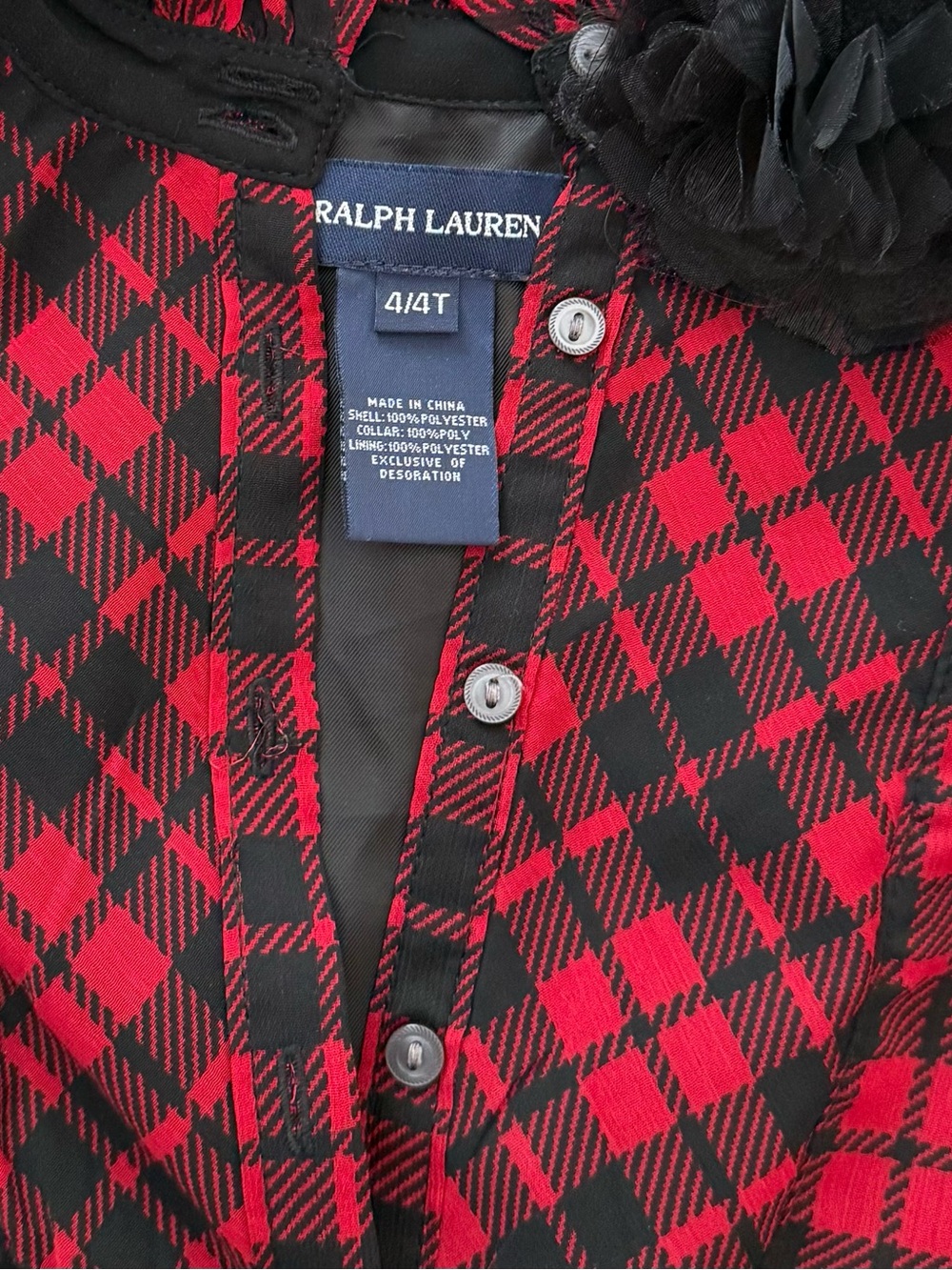 Ralph Lauren Toddler Girls Red & Black Plaid Sleeveless Dress, Size 4T - Picture 2 of 6